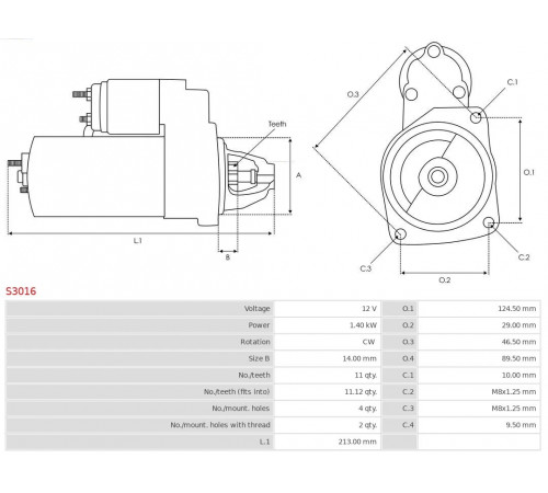 Стартер S3016 AS-PL
