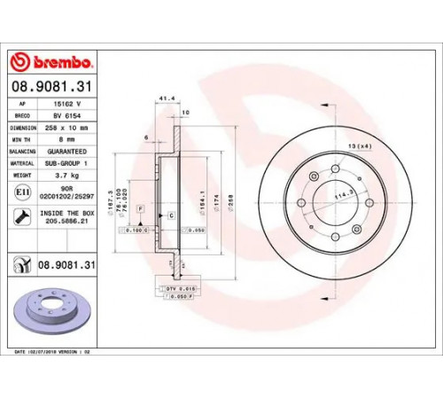 Гальмівний диск 08.9081.31 BREMBO