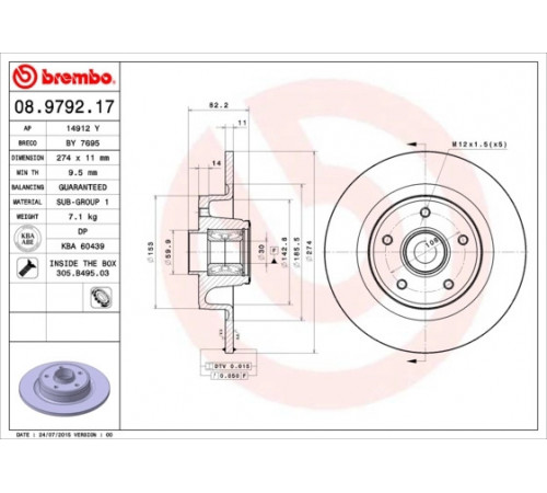 Гальмівний диск 08.9792.17 BREMBO