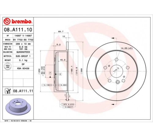 Гальмівний диск 08.A111.11 BREMBO