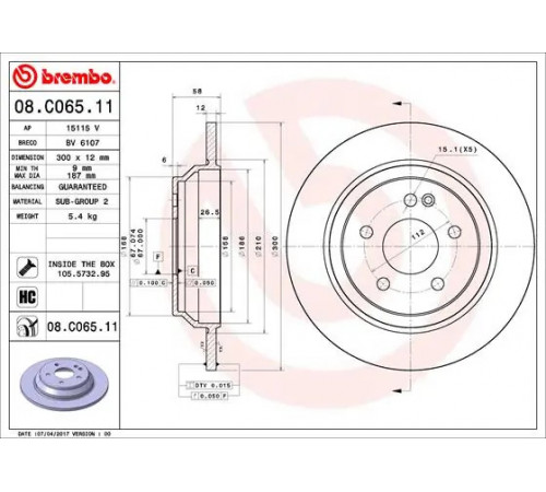 Гальмівний диск 08.C065.11 BREMBO