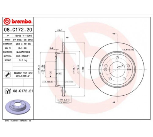 Гальмівний диск 08.C172.20 BREMBO