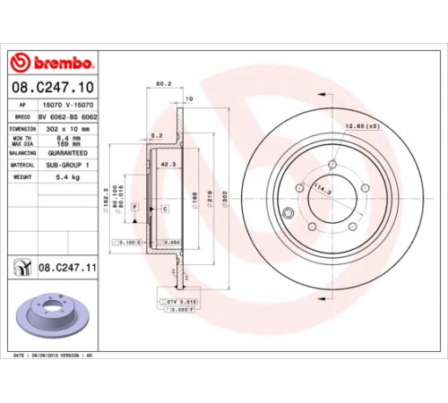 Гальмівний диск 08.C247.11 BREMBO