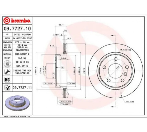 Гальмівний диск 09.7727.11 BREMBO