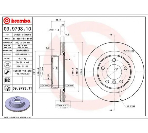 Гальмівний диск 09.9793.11 BREMBO