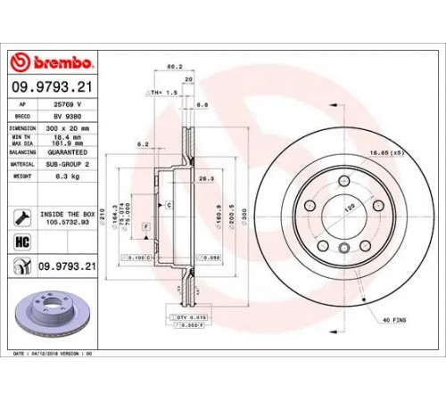 Гальмівний диск 09.9793.21 BREMBO