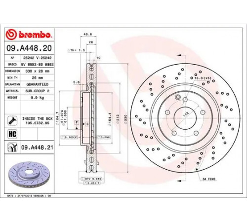 Гальмівний диск 09.A448.21 BREMBO
