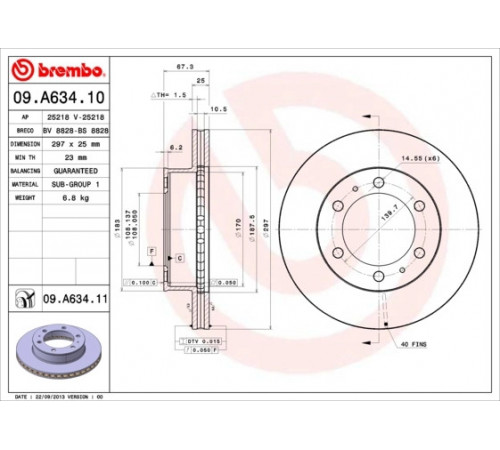 Гальмівний диск 09.A634.10 BREMBO
