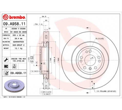 Гальмівний диск 09.A958.11 BREMBO