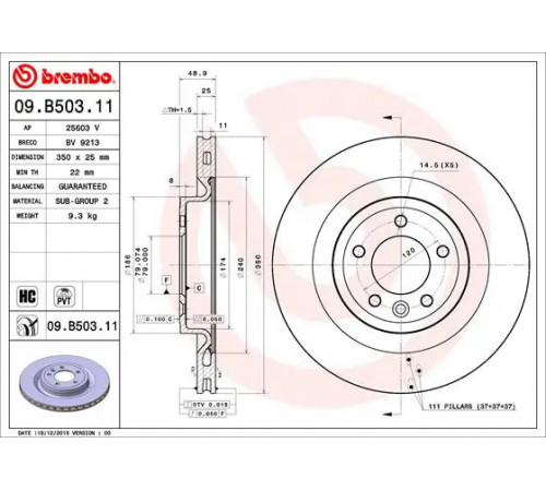 Гальмівний диск 09.B503.11 BREMBO