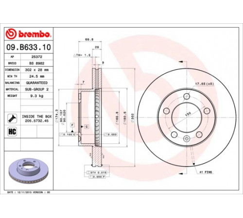 Гальмівний диск 09.B633.10 BREMBO