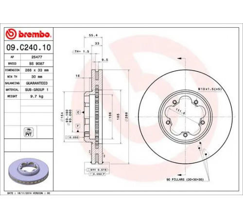 Гальмівний диск 09.C240.10 BREMBO