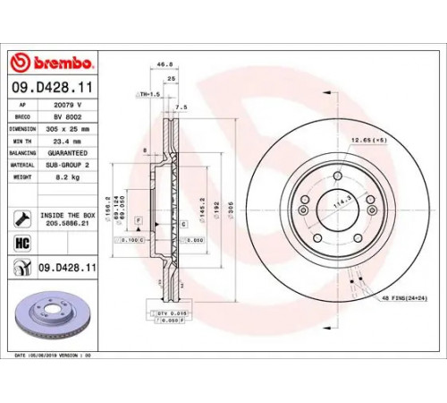 Гальмівний диск 09.D428.11 BREMBO