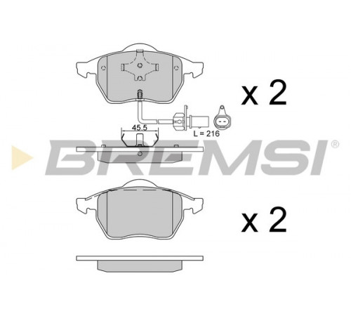 Комплект гальмівних накладок, дискове гальмо BP2516 BREMSI