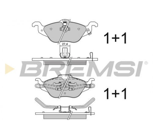 Комплект гальмівних накладок, дискове гальмо BP2810 BREMSI