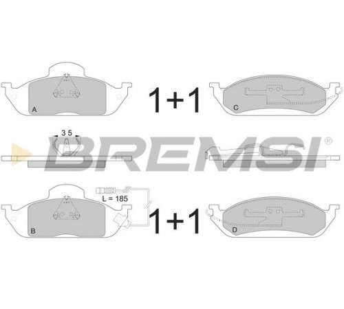Комплект гальмівних накладок, дискове гальмо BP2897 BREMSI