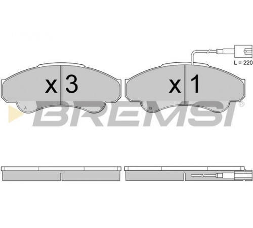 Комплект гальмівних накладок, дискове гальмо BP2998 BREMSI