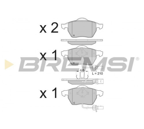 Комплект гальмівних накладок, дискове гальмо BP3071 BREMSI