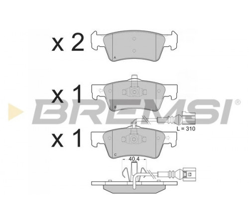 Комплект гальмівних накладок, дискове гальмо BP3372 BREMSI