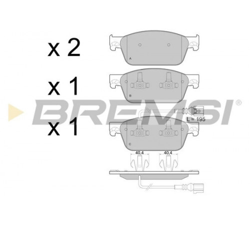 Комплект гальмівних накладок, дискове гальмо BP3478 BREMSI