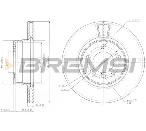 Гальмівний диск CD7241V BREMSI
