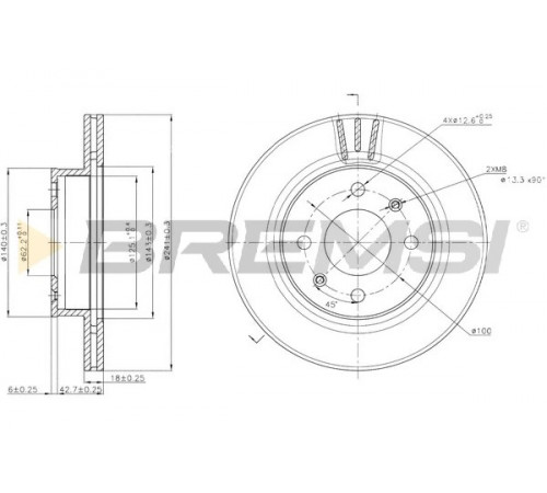 Гальмівний диск CD7268V BREMSI