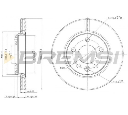 Гальмівний диск CD7286V BREMSI