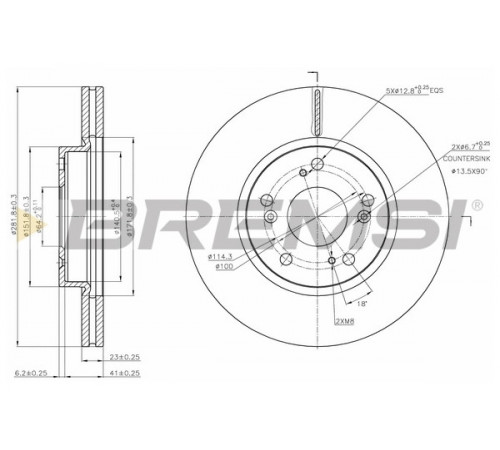 Гальмівний диск CD7539V BREMSI