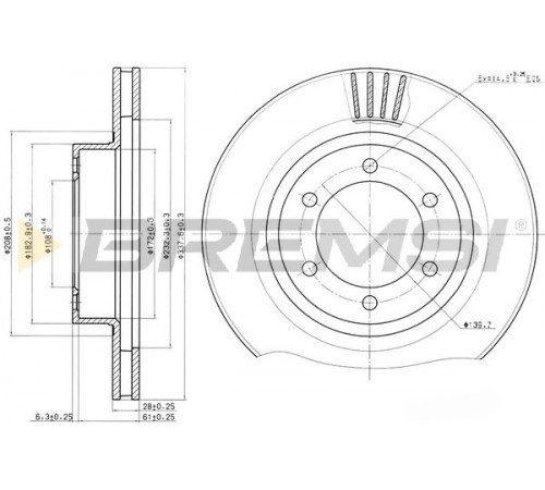 Гальмівний диск CD7594V BREMSI