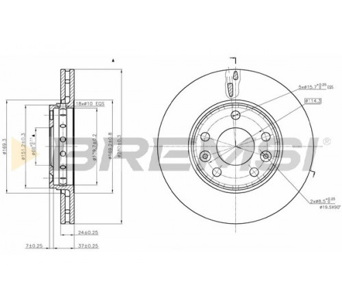 Гальмівний диск CD7728V BREMSI