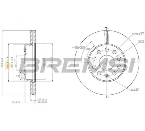 Гальмівний диск CD8400V BREMSI