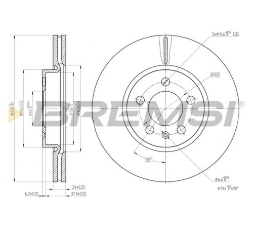 Гальмівний диск CD8664V BREMSI