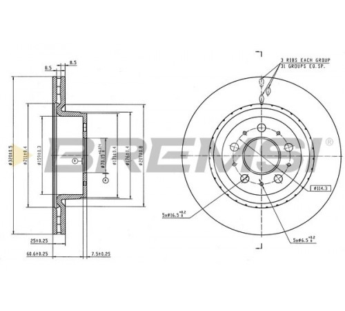 Гальмівний диск CD9015V BREMSI