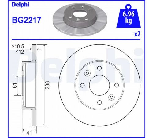 Гальмівний диск BG2217 DELPHI