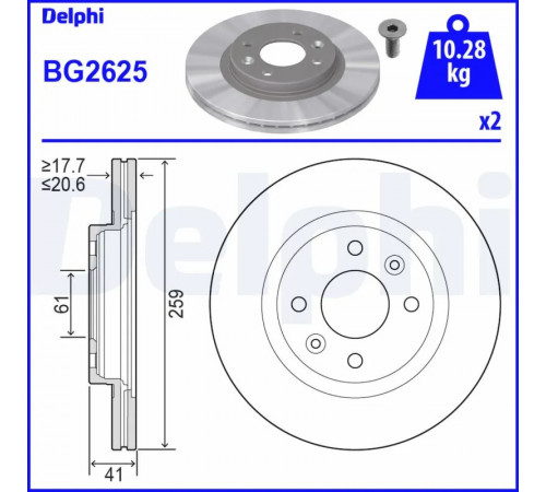 Гальмівний диск BG2625 DELPHI