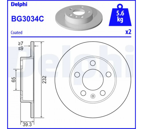 Гальмівний диск BG3034C DELPHI