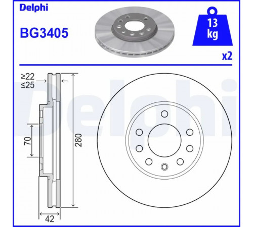 Гальмівний диск BG3405 DELPHI