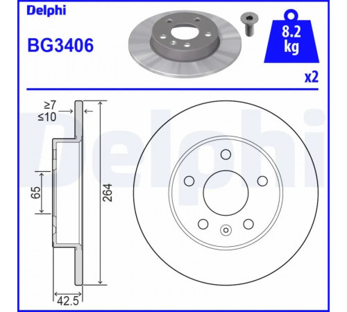 Гальмівний диск BG3406 DELPHI