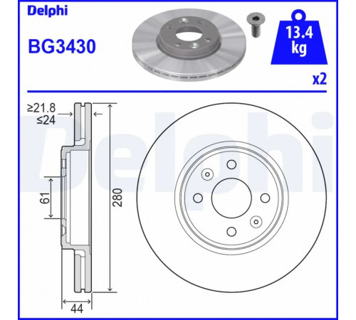 Гальмівний диск BG3430 DELPHI