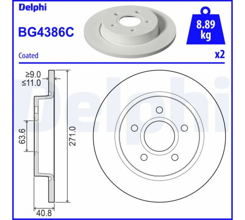 Гальмівний диск BG4386C DELPHI