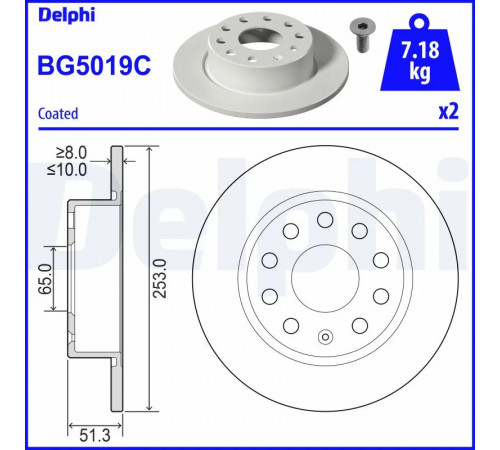 Гальмівний диск BG5019C DELPHI