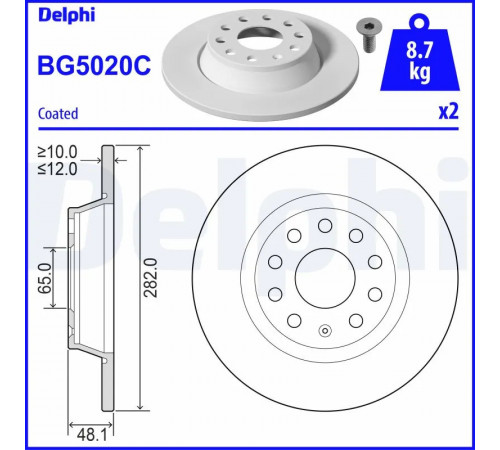 Гальмівний диск BG5020C DELPHI