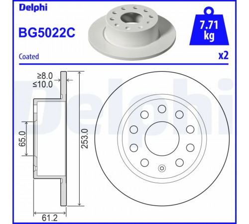 Гальмівний диск BG5022C DELPHI