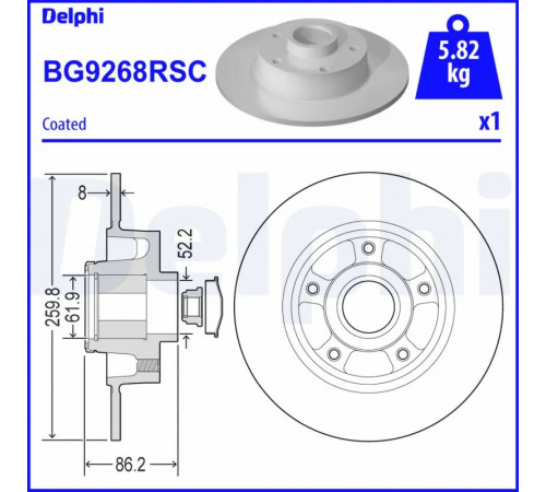 Гальмівний диск BG9268RSC DELPHI