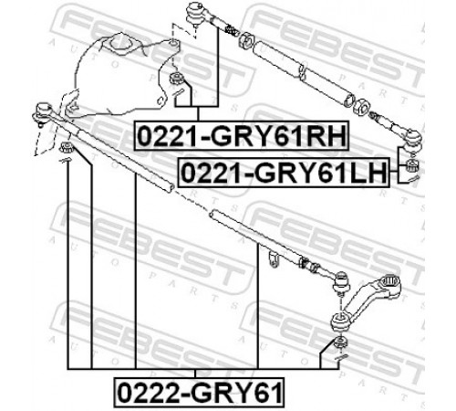 Наконечник, поперечна кермова тяга 0221-GRY61LH FEBEST