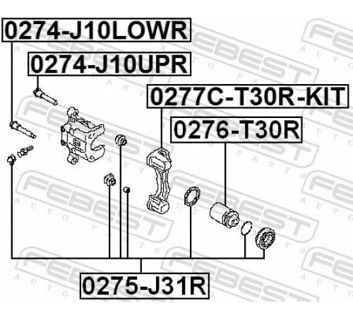 Напрямний палець, гальмівний супорт 0274-J10LOWR FEBEST