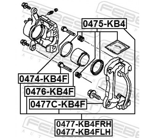 Комплект кронштейнів гальмівного супорта 0477C-KB4F FEBEST