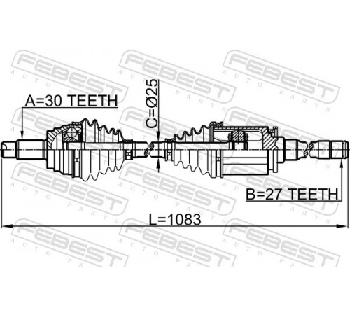 Приводний вал 1914-E70RH FEBEST