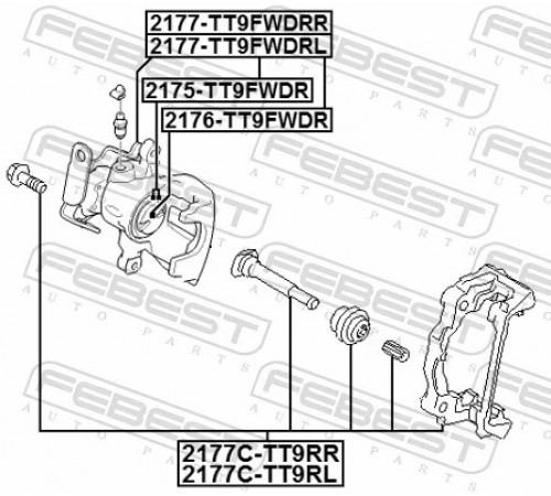 Комплект кронштейнів гальмівного супорта 2177C-TT9RL FEBEST