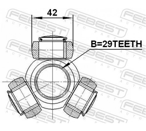 Муфта з шипами, приводний вал 2516-BOX3 FEBEST